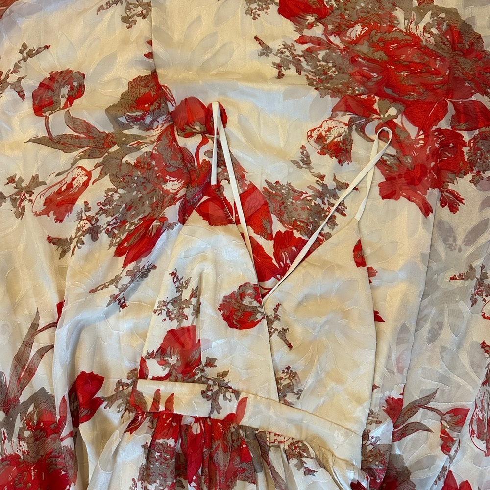 Floral Red and Cream Dress
